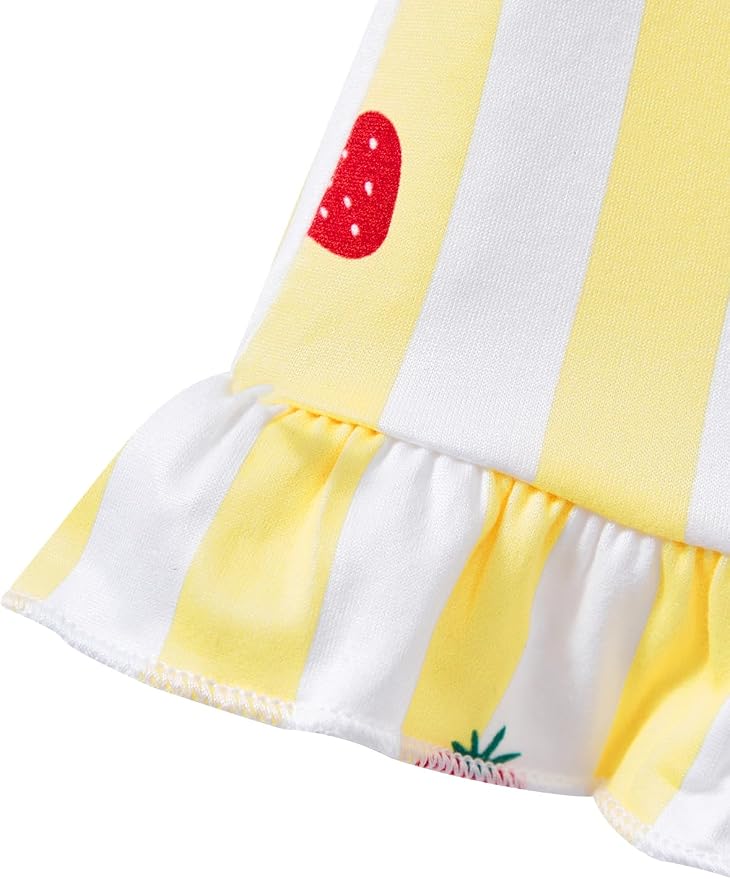 Toddler Baby Girls Summer Clothes Outfits Ruffled Sleeve Dinosaur Shirt Leopard - Image 6