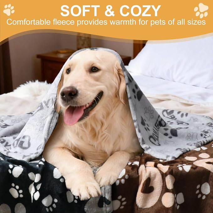 Dog Blankets 3 Pack for Large Medium Pet Cat, Soft Fuzzy Washable Blanket - Image 4