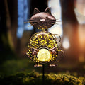 KAIXOXIN Garden Solar Lights Metal Cat Crackle Glass Globe Stake Light by KAIXOXIN