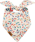 Birthday Dog Bandanas Medium Large, Colorful Sprinkle Stripes, Reversible Soft by FurryWhisper