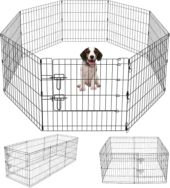 Artmeer Pet Playpen Puppy Playpen Kennels Dog Fence Exercise Pen Gate Fence by Artmeer