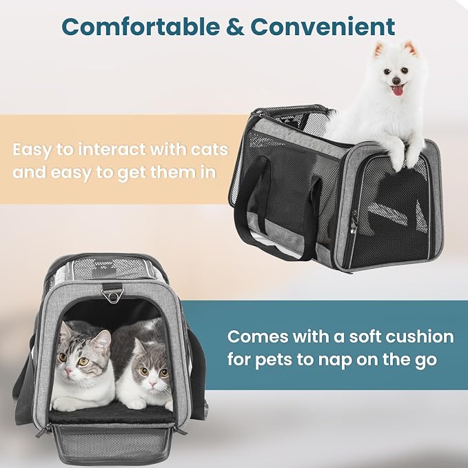 19 x 12 x 12 Large Cat Car Carrier – Roomy Escape-Proof Cat Car Seat - Image 6