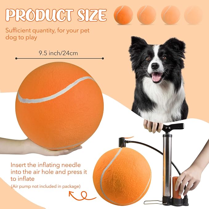 susu & wuwu Giant Tennis Ball for Dogs Yellow Big Tennis Ball for Dog Birthday - Image 4