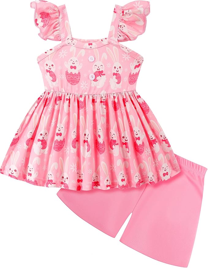Toddler Baby Girls Summer Clothes Outfits Ruffled Sleeve Dinosaur Shirt Leopard by Popshion