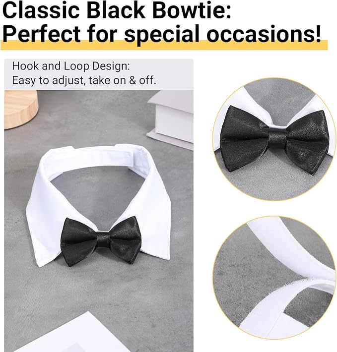 Segarty Dog Tuxedo Collar for Neck Girth 12.6-15.7in, Bow Tie Collar Black - Image 2
