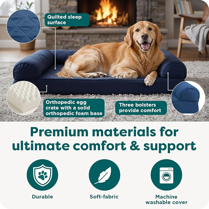 Furhaven Orthopedic Dog Bed for Large/Medium Dogs w/ Removable Bolsters & - Image 5