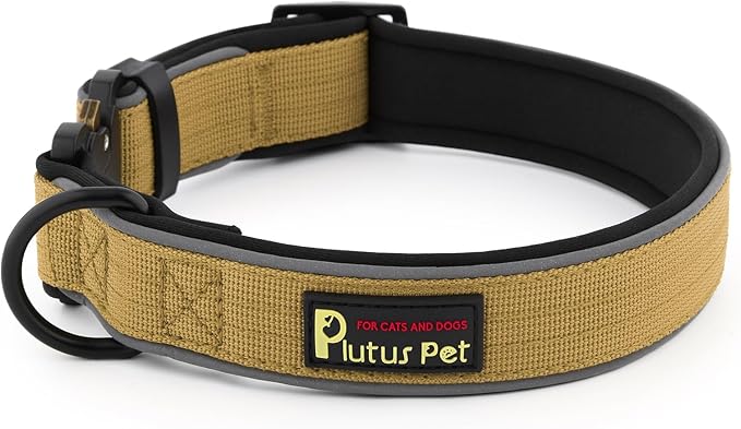 Plutus Pet Tactical Dog Collar, Reflective, Adjustable Heavy Duty Dog Collar by PLUTUSPET