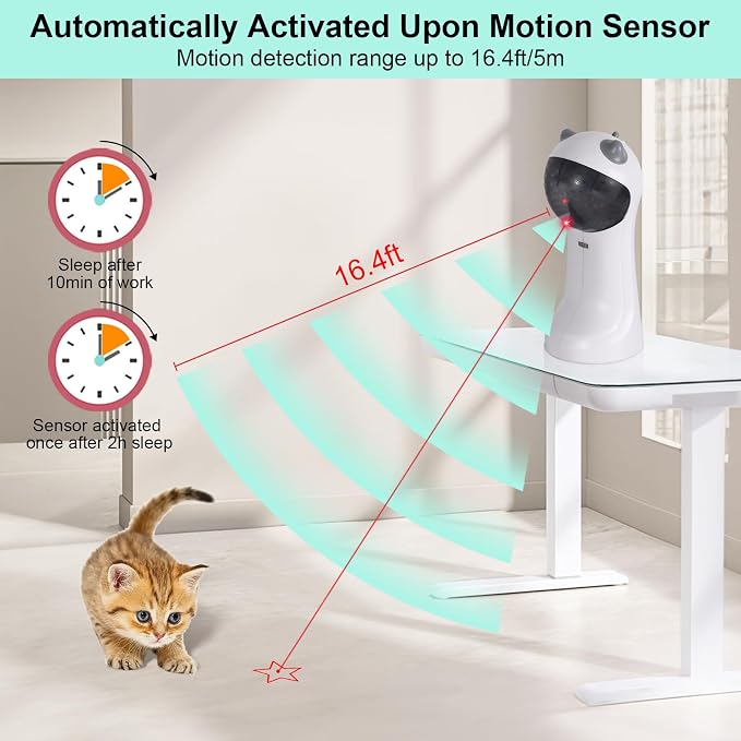 TBTeek Cat Toy, Automatic Motion-Activated, 5 Fun Patterns, 4 Speed Modes - Image 3