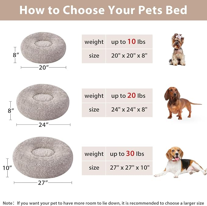 WNPETHOME Calming Dog Bed Cat Bed Donut, Faux Fur Pet Bed Self-Warming Donut - Image 4
