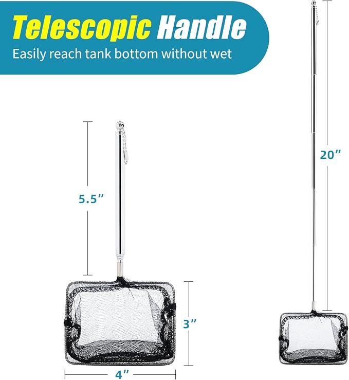 AQUANEAT Aquarium Net with Extendable Long Handle, Adjustable Wastes Skimming - Image 3