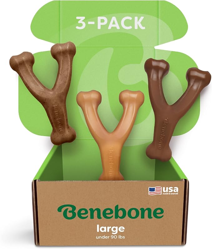 Large 3-Pack, Benebone Wishbone Durable Dog Chew Toy by Benebone