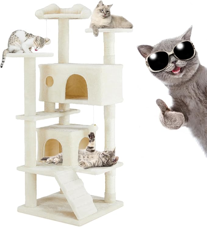 54 Inches Multi-Level Cat Tree Tower, Cat Tree Tower Furniture Activity - Image 7