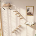 Wall Mounted Cat Shelves Stairs Set, 4 Piece Wood Cats Wall Furniture by PELUOMOZ