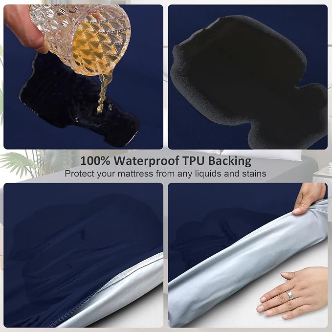 Waterproof Mattress Protector King, Fitted Sheet Style Breathable Mattress Cover - Image 3