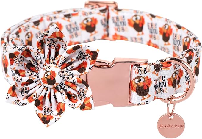 Thanksgiving Dog Collar with Flower, Turkey Cotton Flower Collar by UPURARAPUP