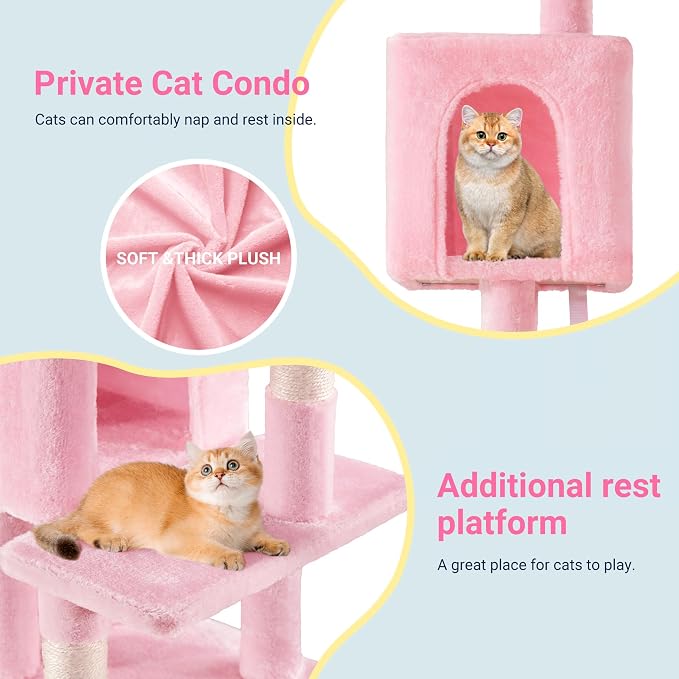 Allewie 29 Inches Cat Tree Tower/Plush Perches Platform/Condo/House/Sisal - Image 6