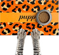 Puppy Feeding Mat 20x12 inch Orange Leopard Print Dog Bowl Placemat Non Slip Mat by HOMETITUTE