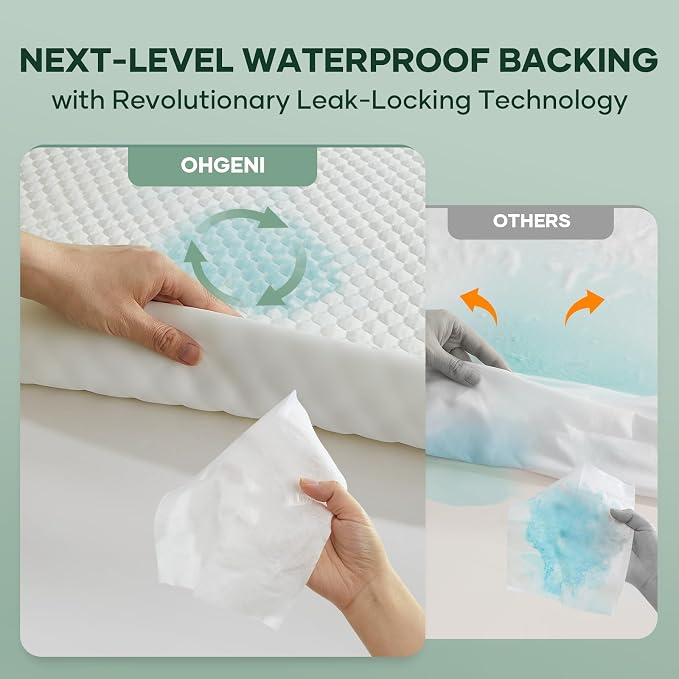 OhGeni 100% Waterproof Mattress Protector, King Size Mattress Soft Pad - Image 3