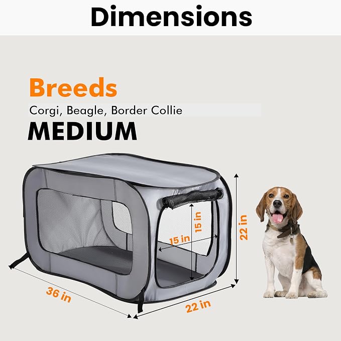 Beatrice Home Fashions Portable, Collapsible, Pop Up Kennel Travel Cat and Dog - Image 2
