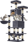 Feandrea Cat Tree, 66.1-Inch Large Cat Tower, 2 Perches, 2 Caves, Smoky Gray by FeandreabySONGMICSHOME