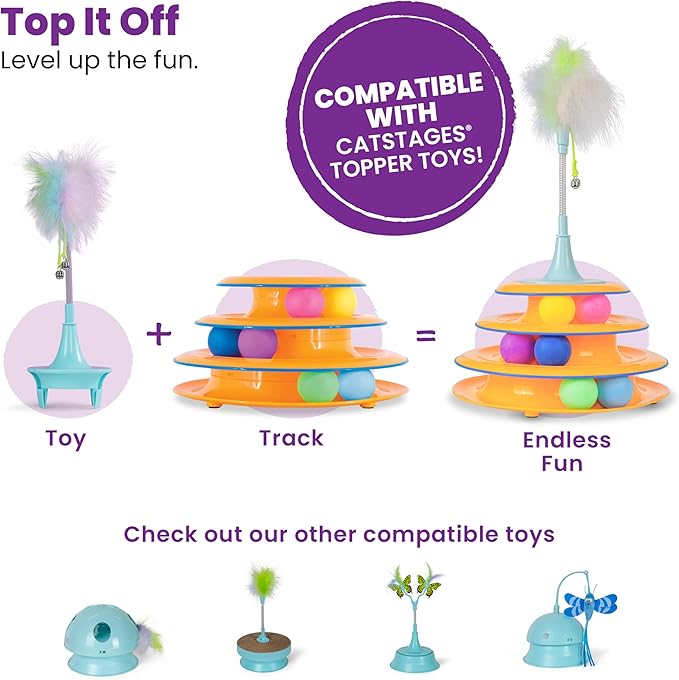 Catstages Tower of Tracks Cat Toy – 3-Level Track Tower - Image 6