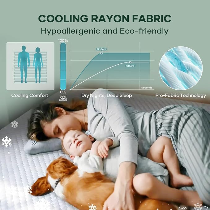 OhGeni 100% Waterproof Mattress Protector, King Size Mattress Soft Pad - Image 4