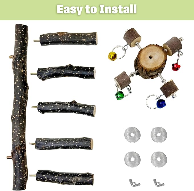 BNOSDM Natural Wood Bird Ladder Perch - Image 4