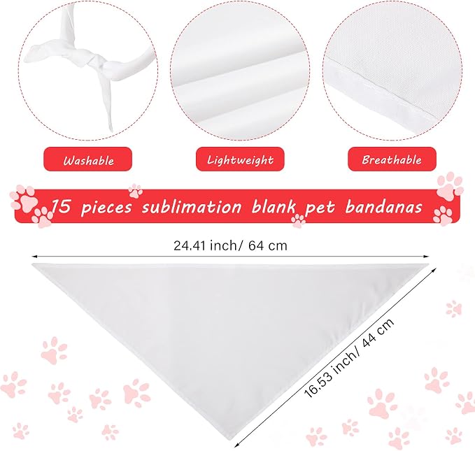 Weewooday 30 Pieces Sublimation Heat Transfer Dog Bandana Triangle Dog Scarf - Image 2