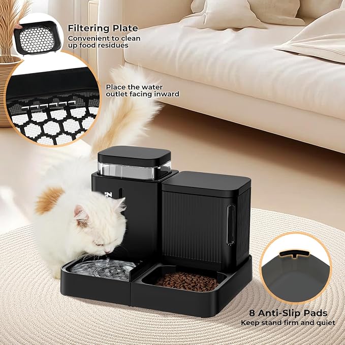Automatic Cat Feeder and Water Dispenser Set, 2 in 1 Gravity Cat Food Dispenser - Image 4