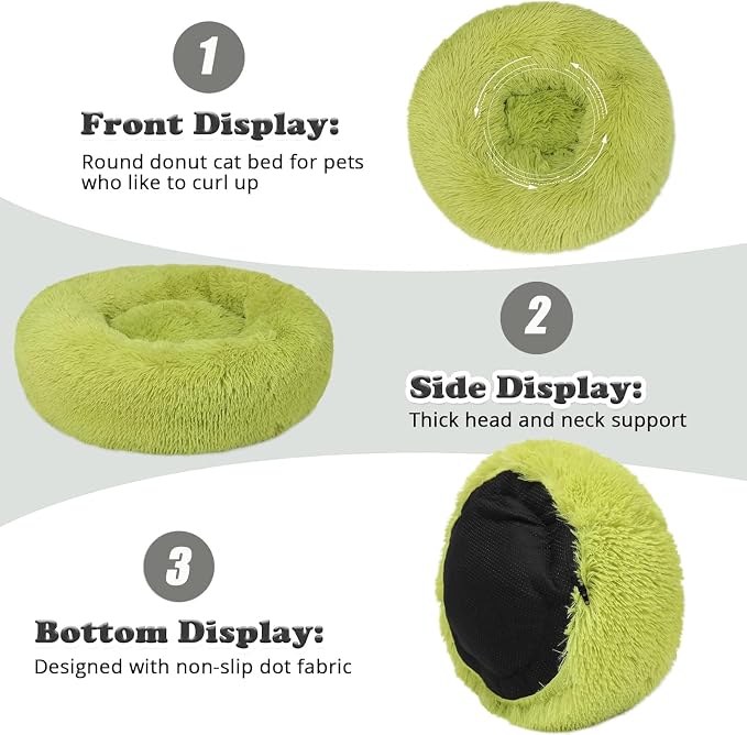 Calming Donut Dogs Beds for Small Dogs Washable, 23inch Plush Round Pet Bed for - Image 4