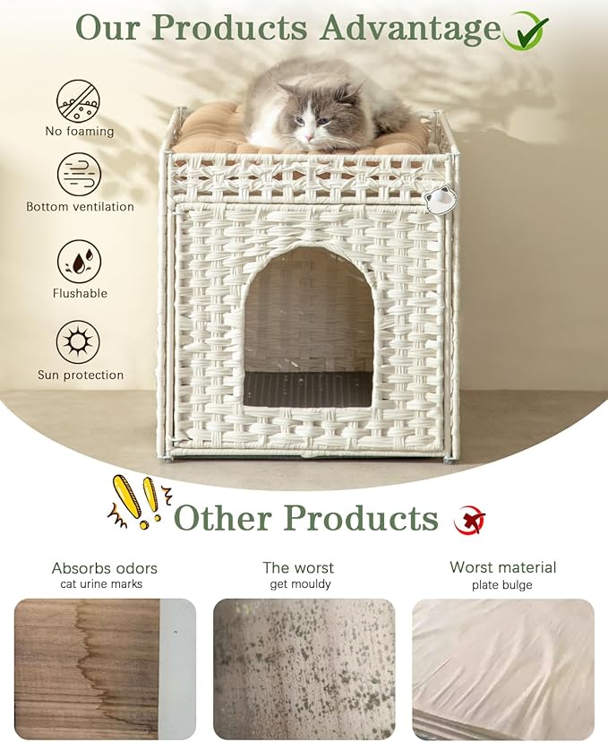 Cat Litter Box Enclosure Furniture, Hidden Litter Box - Image 4