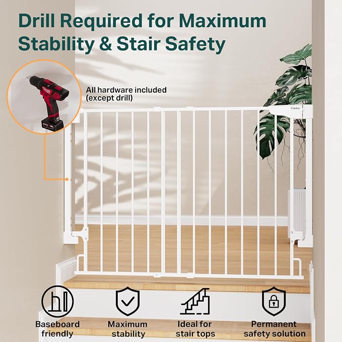 Cumbor 29.2–43" Baby Gate for Stairs, Wall-Mounted, Expandable No Bottom Bar - Image 4
