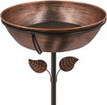 3" Deep Metal Bird Bath for Outdoors, Removable 13" Dia Bowl by OUISJYER