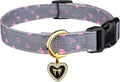 Cotton Handmade Dog Collar Cute and Distinctive Patterns Grey Heart by Fyeqyaou