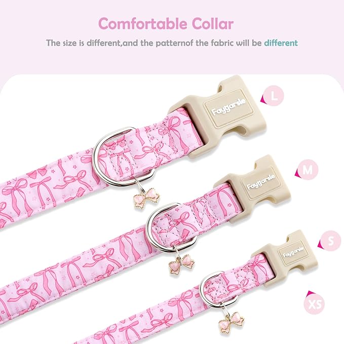 Faygarsle Cute Pink Bow Pattern Dog Collar - Image 5