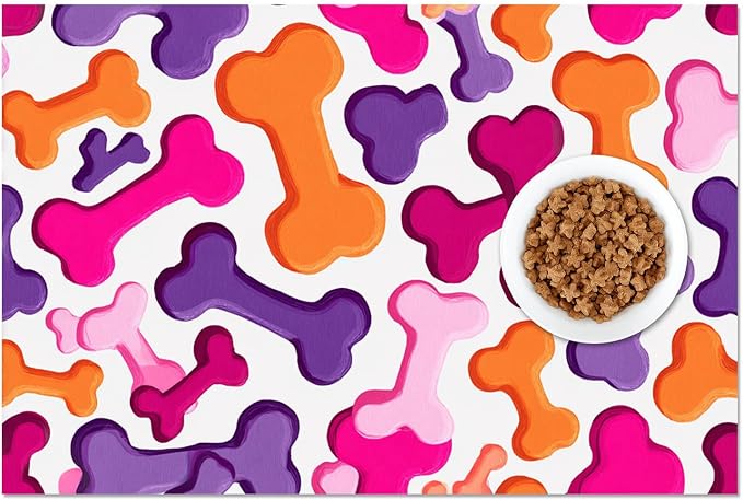 Colorful Dog Bone Pattern Pet Food Mat - Image 8