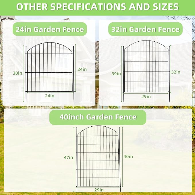 Decorative Garden Fence 24in x10ft, 5 Pack No Dig Fence Animal Barrier - Image 9