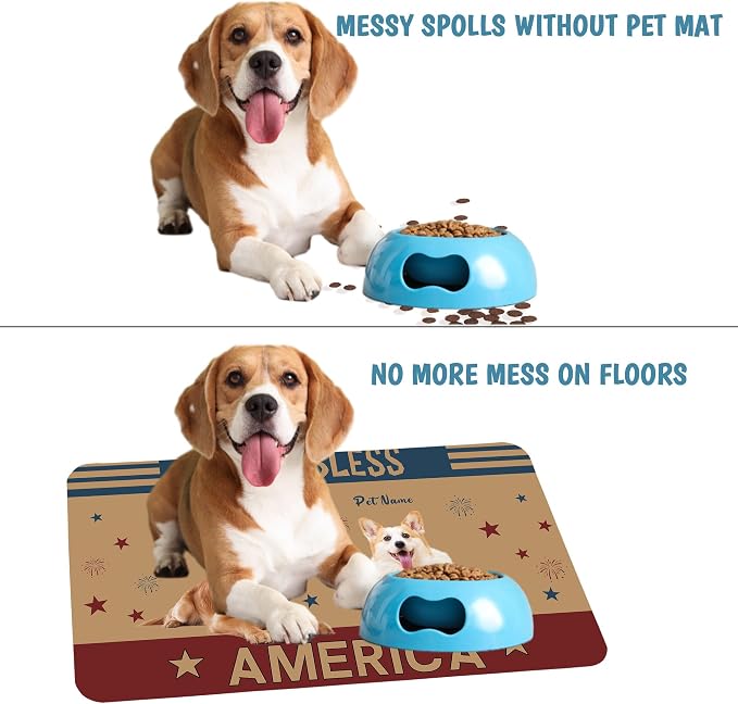 Personalized Dog Cat Mat with Name Photo Custom Placemat Feeding Mats - Image 6
