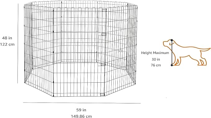 Amazon Basics Foldable Octagonal Metal Exercise Dog Playpen, Indoor/Outdoor - Image 2