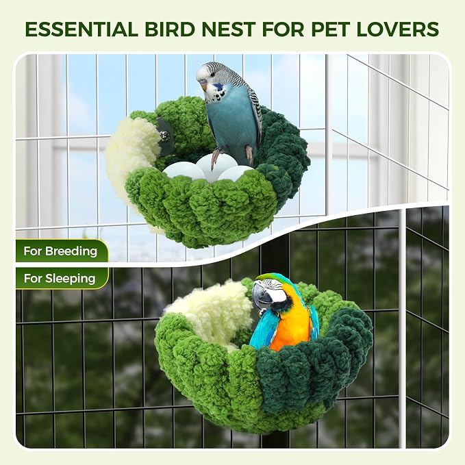 Bird Nest for Cage, Plush Hanging Bird Bed for Parakeet, Breeding Bird House - Image 4