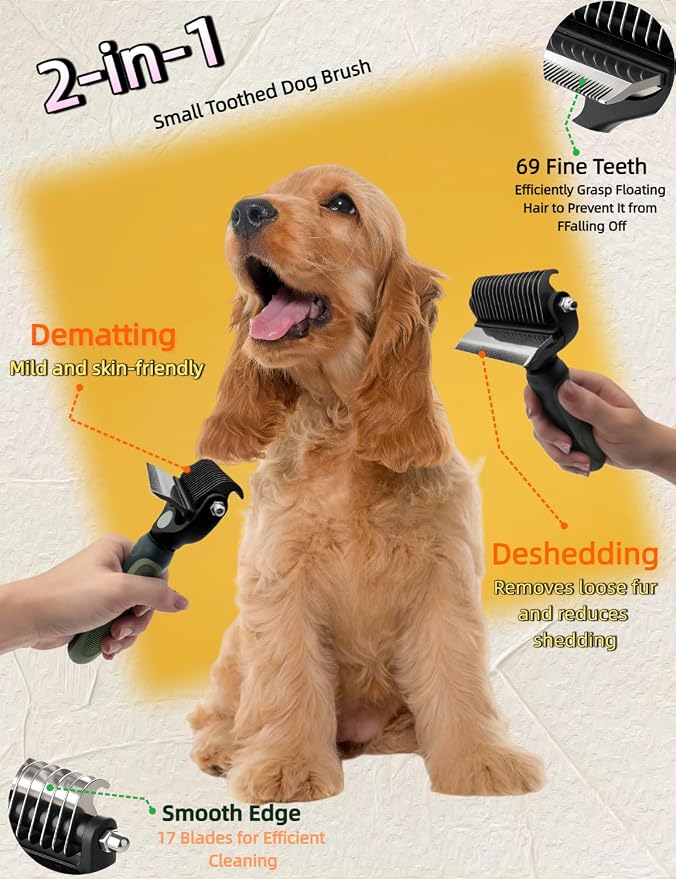 3-in-1 Deshedding Dog Brush, Deshedding Dog Grooming Brush & Undercoat Rake - Image 2