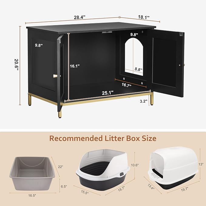 Homhedy Cat Litter Box Enclosure, Cat Washroom Furniture - Image 5