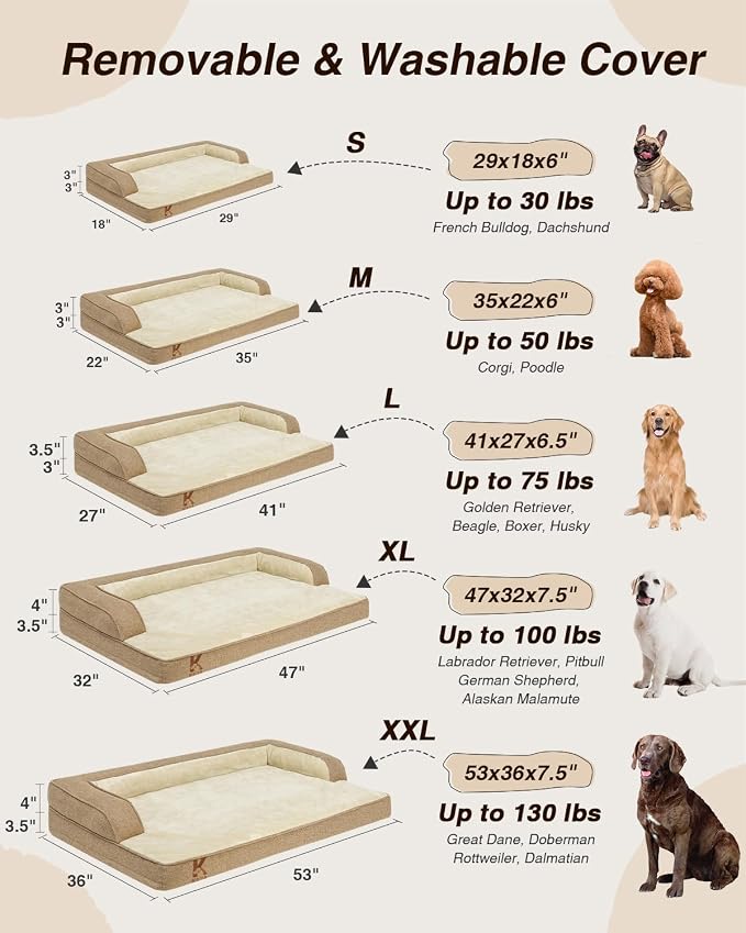 KSIIA Washable Dog Bed XXXL Senior Dog, Orthopedic Warm Soft Pet Sofa - Image 7
