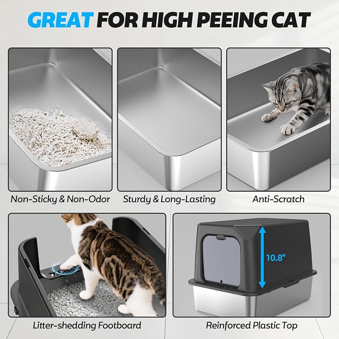 Enclosed Stainless Steel Cat Litter Box - Image 3
