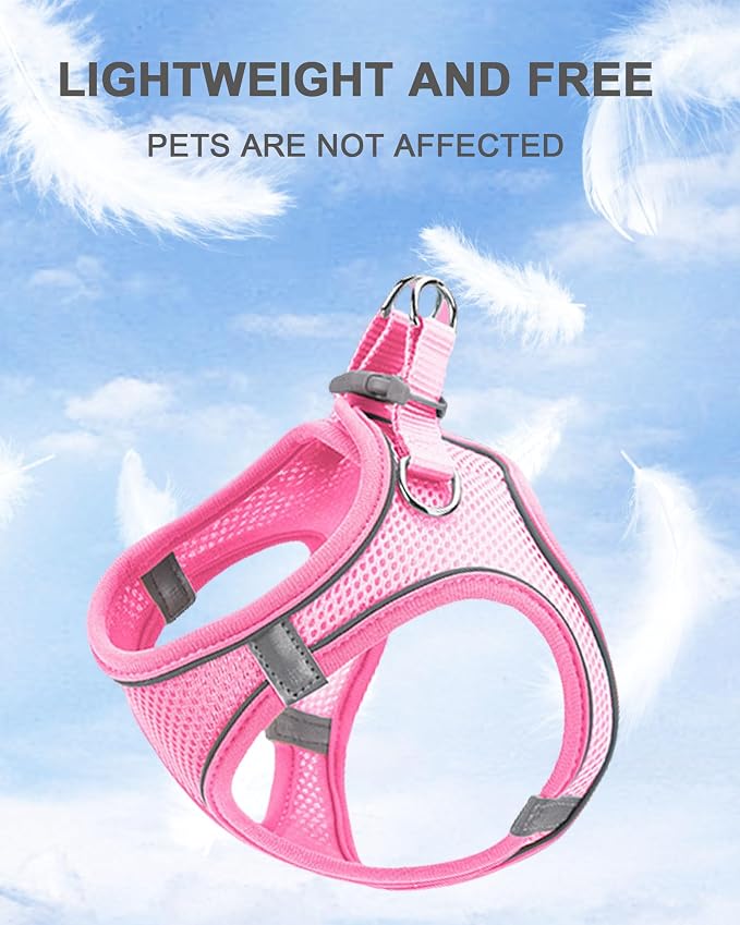XXS Pink Soft Mesh Dog Harness and Leash Set, No Escape Puppy Harnesses - Image 2