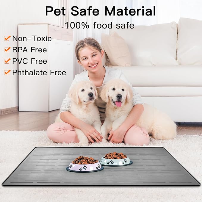 32" x 24" Large Pet Food Mat, Silicone Dog Mats - Image 4