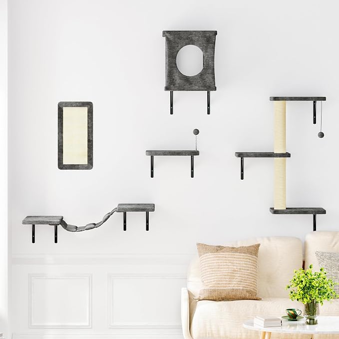 NUNU LAB Cat Wall Shelves Set, Scratching Post, Wall Shelves - Image 6