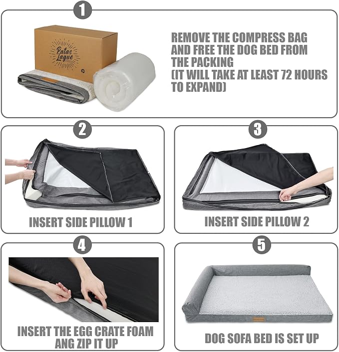 Patas Lague Orthopedic XL Dog Bed Large Sized Dog 48''X30'', Waterproof L - Image 6