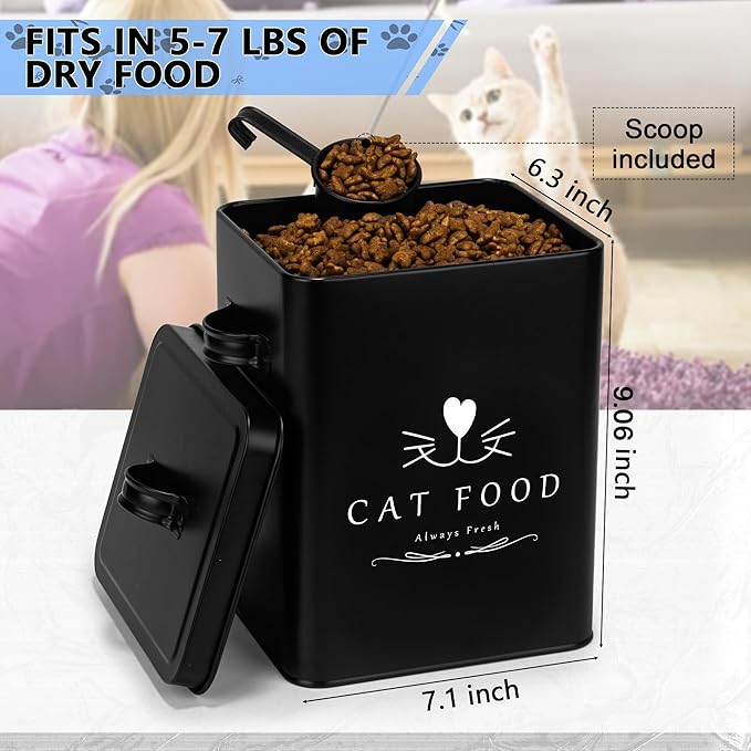 Meraki Home Farmhouse Cat Food and Treats Containers + Feed Scoop + Pet Food - Image 3