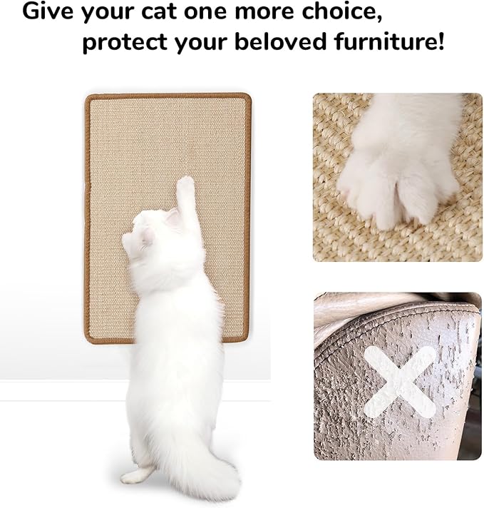 FUKUMARU Cat Scratcher Mat, 23.6 X 15.7 Inch Natural Sisal Cat Scratch Mats - Image 7